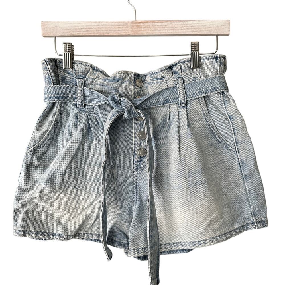 American Eagle Mom Short Paperbag Tie Waist Jean Shorts Sz 8 NWT